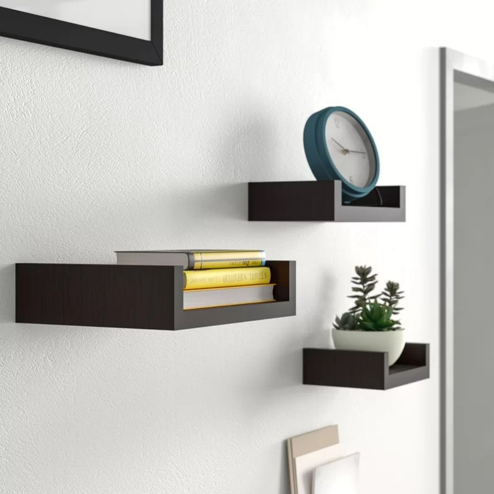 3 Piece Floating Shelf in Dark Walnut Brown